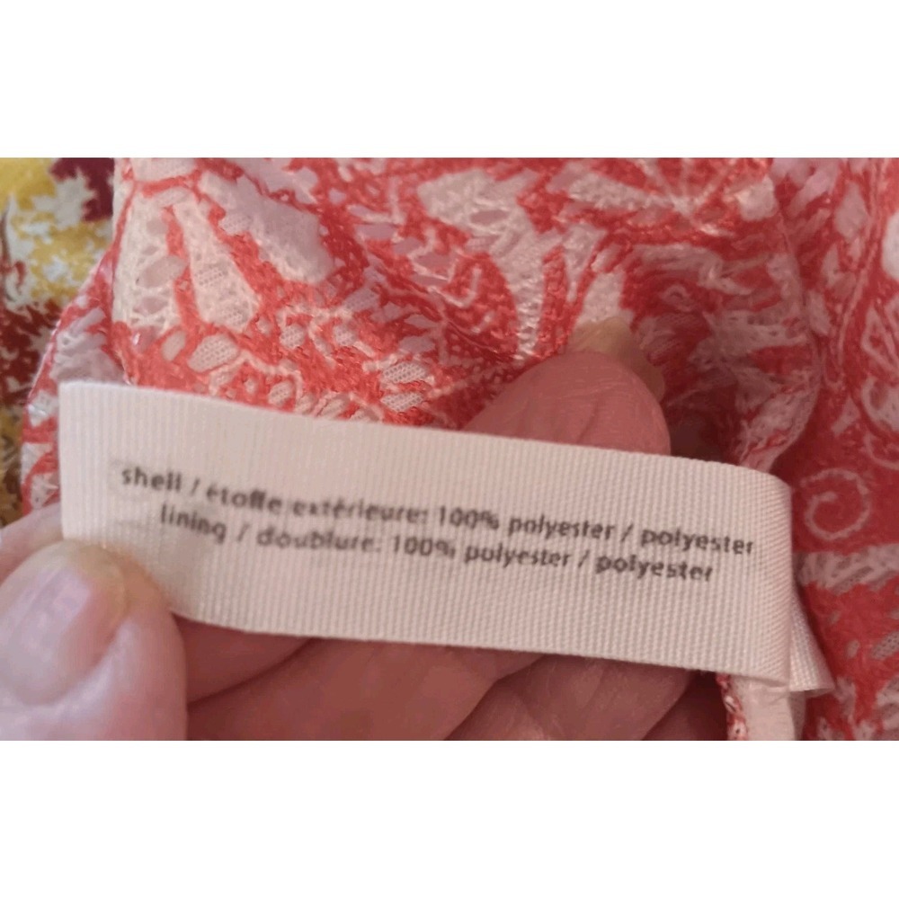 Aeropostale XL Pink White Key Hole Back Knee Length Flare Skirt Paisley /Floral - Picture 8 of 8